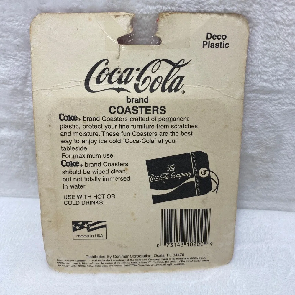 Coca Cola Plastic Coasters‎ Set 4 Rocking Horse Vintage Made in USA
